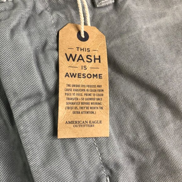 American Eagle Chino Shorts Mens 30 Gray Awesome Wash Stretch Classic Preppy 10" - Picture 3 of 14